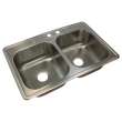 33-in x 22.02-in x 8-in 18 Gauge Double Equa Bowls, Stainless Steel Kitchen Sink, Drop-in Installation with MR2-Holes, with Grids, Strainer, Disposer Strainer, Installation Kit