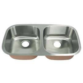 32.375-in x 18.125-in x 5-in 18 Gauge Double Equal Bowls, Undermount Stainless Steel Kitchen Sink, ADA complaint