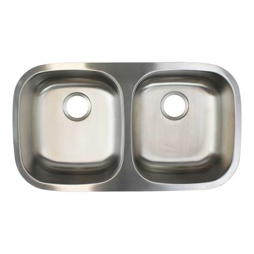 32.375-in x 18.125-in x 8-in 18 Gauge Double Equal Bowls, Undermount Stainless Steel Kitchen Sink Kit with Grids, Strainer, Disposer Strainer, Installation Kit