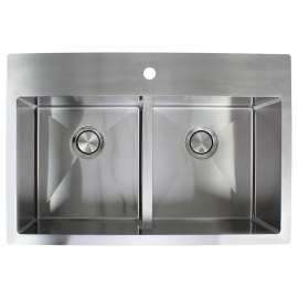 Diamond Stainless Steel 33-in Dual Mount Kitchen Sink - Multiple Hole Configurations Available