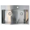 33-in x 22-in x 10-in 16 Gauge 60/40 Double Bowls, Stainless Steel Kitchen Sink with Low Divide, Micro Edge Dual Mount Installation, with 1 Hole