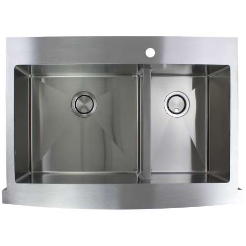 35.75-in x 25.125-in x 10-in 16 Gauge 60/40 Double Bowls, Stainless Steel Kitchen Sink with Low Divide, Micro Edge Dual Mount Installation, with 1 Hole