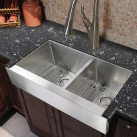 Diamond 36in x 20in 16 Gauge Undermount Double Bowl Farmhouse Kitchen Sink