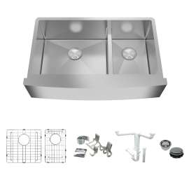 KKM-DUSSF362010 Diamond Sink Kit with Farmhoue Style Super Single Bowl, Magnetic Accessories Kit, and Drain Kit