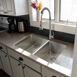 KKM-DUDOT321910-16 Diamond Titan Sink Kit with 60/40 Double Bowls, Magnetic Accessories Kit, and Drain Kit