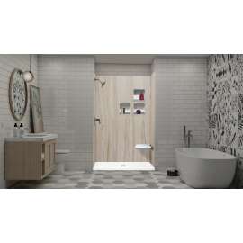 FL6032C-31-M FL-Series Linear 32 in. L x 60 in. W Alcove Shower Pan Base with Center Drain in White