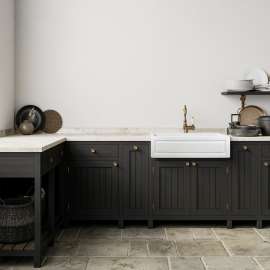 30-in x 20-in x 10-in Super Single Bowl with Reversible (French/Plain) Front, Farmhouse Fireclay Kitchen Sink, Undermount Installation, in White