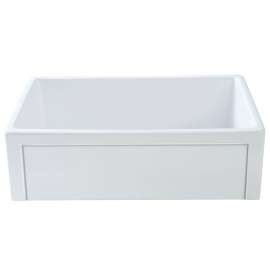 30-in x 20-in x 10-in Super Single Bowl with Reversible (Roman/Plain) Front, Farmhouse Fireclay Kitchen Sink, Undermount Installation, in White