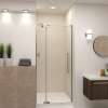 Semi-frameless pivot shower door in Brushed Stainless frame finish with smooth glass texture 32-in to 36-in W x 76-in H