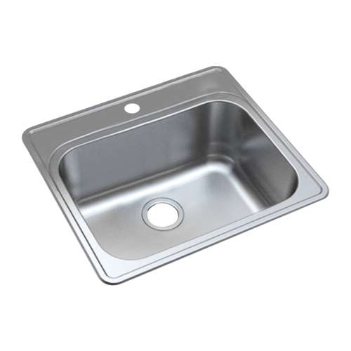 K-MTSB252212-1 Meridian Stainless Steel 25-in x 22-in x 12-in Laundry/Utility Sink Kit with 1-Hole in Brushed Finish
