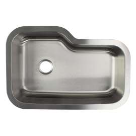33-in x 22-in x 9-in 16 Gauge Offset Super Single Bowl, Undermount Stainless Steel Kitchen Sink Kit with Grid, Strainer, Installation Kit