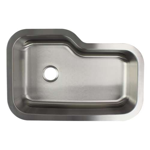 33-in x 22-in x 9-in 16 Gauge Offset Super Single Bowl, Undermount Stainless Steel Kitchen Sink Kit with Grid, Strainer, Installation Kit