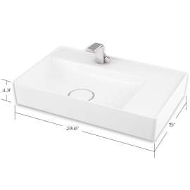 Martha Vitreous China 23-in Rectangular Vessel Sink with Single Hole