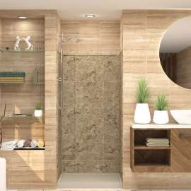 Transolid Studio Solid Surface 36-in x 72-in Shower Wall Trimmable Surround