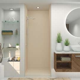 Transolid Studio 36-in x 36-in x 75-in Solid Surface Alcove Shower Kit in Matrix Khaki