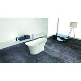 Anais 60-in L x 30-in W x 27.5-in H Resin Stone Freestanding Bathtub with center drain, in White