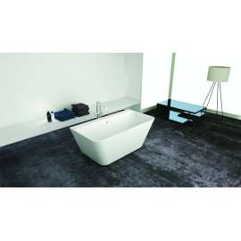 Glenwood 67-in L x 31.5-in W x 24-in H Resin Stone Freestanding Bathtub with center drain, in White