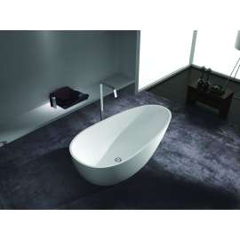 Marisol Grande 67-in L x 33in W x 22in H Resin Stone Freestanding Bathtub with center drain, in White
