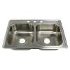 33-in x 22 1/64-in x 7-in 20 Gauge Double Equal Bowls, Stainless Steel Kitchen Sink, Drop-in Installation, with 1 Faucet Hole