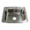 25-in x 22-in x 6-in 22 Gauge Single Bowl, Stainless Steel Kitchen Sink, Drop-in Installation with 1-Hole, with Grid, Strainer, Installation Kit
