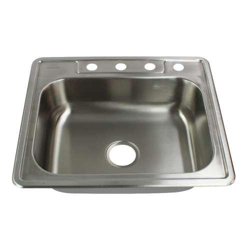 25-in x 22-in x 6-in 22 Gauge Single Bowl, Stainless Steel Kitchen Sink, Drop-in Installation with 1-Hole, with Grid, Strainer, Installation Kit