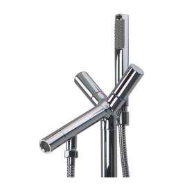 T4230-PC Duvall Floor Mounted Freestanding Tub Filler With Hand Shower, Polished Chrome