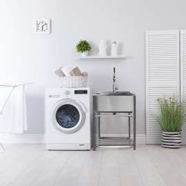 25-in. Stainless Steel Laundry Sink with Wash Stand TFH-2522-SS-M