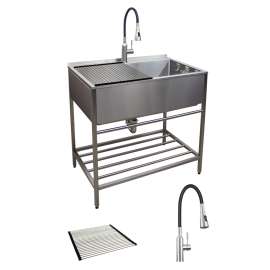 TFH-3622-SS 36-in. Stainless Steel Laundry Sink with Wash Stand in Brushed Satin