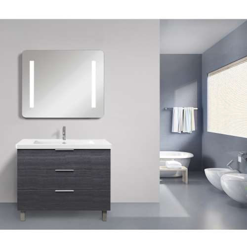 35.43 X 1.69 X 29.53 LED-Backlit Contemporary Mirror with Touch Sensor