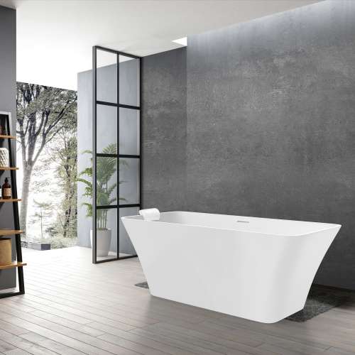 K-AFTL6730-M31 Lily Grande 67-in x 30-in x 23-in Freestanding Acrylic Bathtub Kit With Center Drain And Bath Pillow, White (Matte)