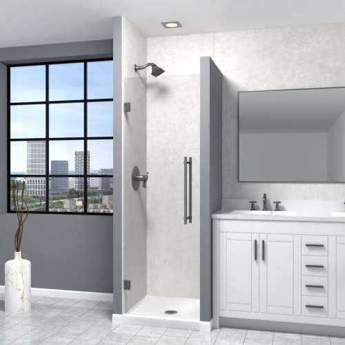 EHTA267610C-BK-MB Elizabeth 26-in W x 76-in H Hinged Shower Door in Matte Black with Clear Glass