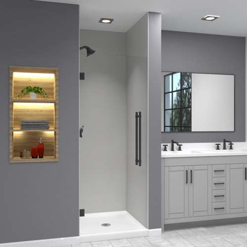 EHTA277610C-BK-MB Elizabeth 27-in W x 76-in H Hinged Shower Door in Matte Black with Clear Glass