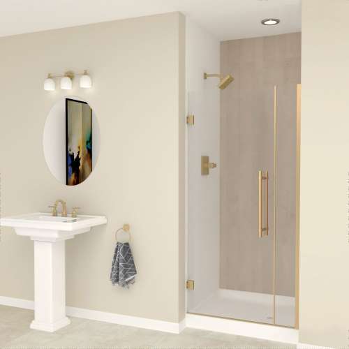 EHTB34287610C-BK-CB Elizabeth 34-in W x 76-in H Hinged Shower Door in Champagne Bronze with Clear Glass