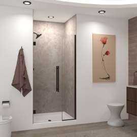 Transolid EHTB37257610C-BK-MB Elizabeth 37-in W x 76-in H Hinged Shower Door in Matte Black with Clear Glass