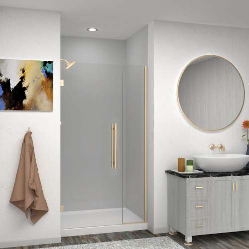 EHTB40287610C-BK-CB Elizabeth 40-in W x 76-in H Hinged Shower Door in Champagne Bronze with Clear Glass