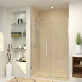 EHTB545307610C-T-BS Elizabeth 54.5-in W x 76-in H Hinged Shower Door in Brushed Stainless with Clear Glass