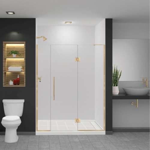 EHTF63277610C-T-CB Elizabeth 63-in W x 76-in H Hinged Shower Door in Champagne Bronze with Clear Glass