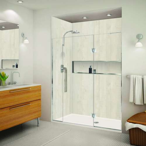 EHTF64287610C-T-PC Elizabeth 64-in W x 76-in H Hinged Shower Door in Polished Chrome with Clear Glass