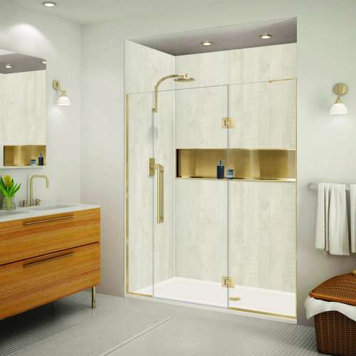 EHTF66307610C-BK-CB Elizabeth 66-in W x 76-in H Hinged Shower Door in Champagne Bronze with Clear Glass