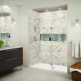 EHTF695277610C-T-BS Elizabeth 69.5-in W x 76-in H Hinged Shower Door in Brushed Stainless with Clear Glass