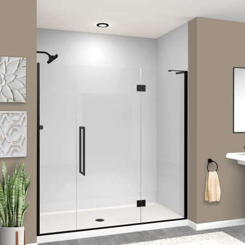 EHTF71297610C-T-MB Elizabeth 71-in W x 76-in H Hinged Shower Door in Matte Black with Clear Glass