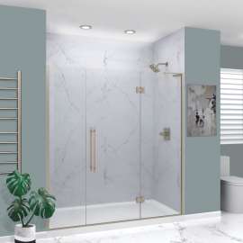 EHTF725247610C-BK-BS Elizabeth 72.5-in W x 76-in H Hinged Shower Door in Brushed Stainless with Clear Glass