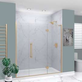 Transolid EHTF735257610C-BK-CB Elizabeth 73.5-in W x 76-in H Hinged Shower Door in Champagne Bronze with Clear Glass
