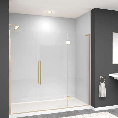EHTF76287610C-T-CB Elizabeth 76-in W x 76-in H Hinged Shower Door in Champagne Bronze with Clear Glass