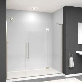 EHTF765287610C-T-BS Elizabeth 76.5-in W x 76-in H Hinged Shower Door in Brushed Stainless with Clear Glass