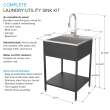 EWS-2422S-MB  24-in W x 22.1-in D x 35.2-in H Stainless Steel Laundry Sink and Wash Stand, Matte Black