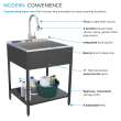 EWS-2422S-MB  24-in W x 22.1-in D x 35.2-in H Stainless Steel Laundry Sink and Wash Stand, Matte Black