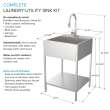 EWS-2422S 24-in W x 22.1-in D x 35.2-in H Stainless Steel Laundry Sink and Wash Stand, Brushed Stainless