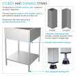 EWS-2422S 24-in W x 22.1-in D x 35.2-in H Stainless Steel Laundry Sink and Wash Stand, Brushed Stainless
