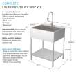 EWS-2822S 28-in W x 22.1-in D x 35.2-in H Stainless Steel Laundry Sink and Wash Stand, Brushed Stainless